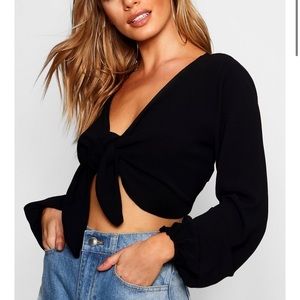 Cropped tie front top